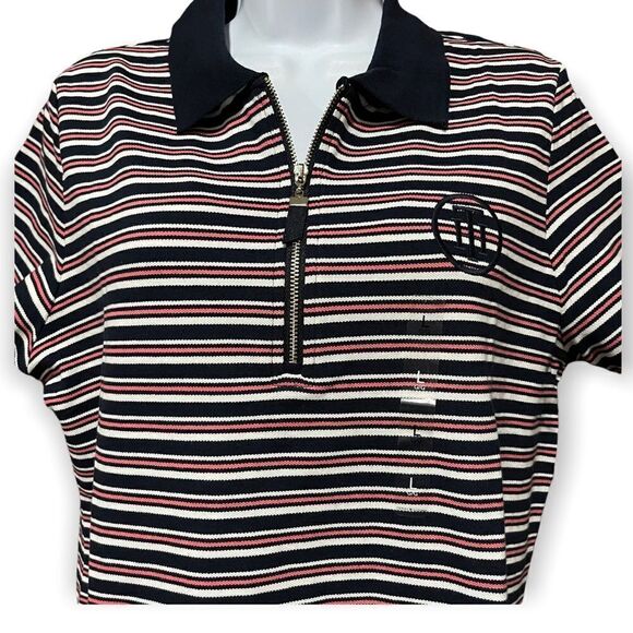 NWT Tommy Hilfiger Women's Striped Short-Sleeved Polo Shirt Top - Picture 2 of 6